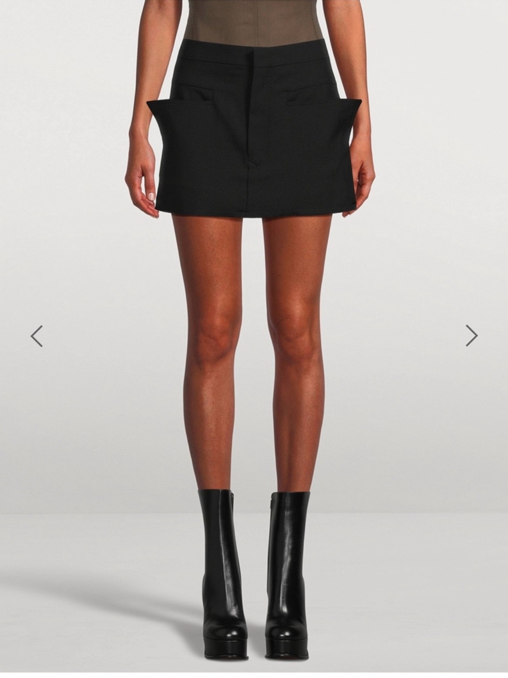 Rick Owens grain de poudre Black cutoff Mini Skirt with Sculptural Pockets